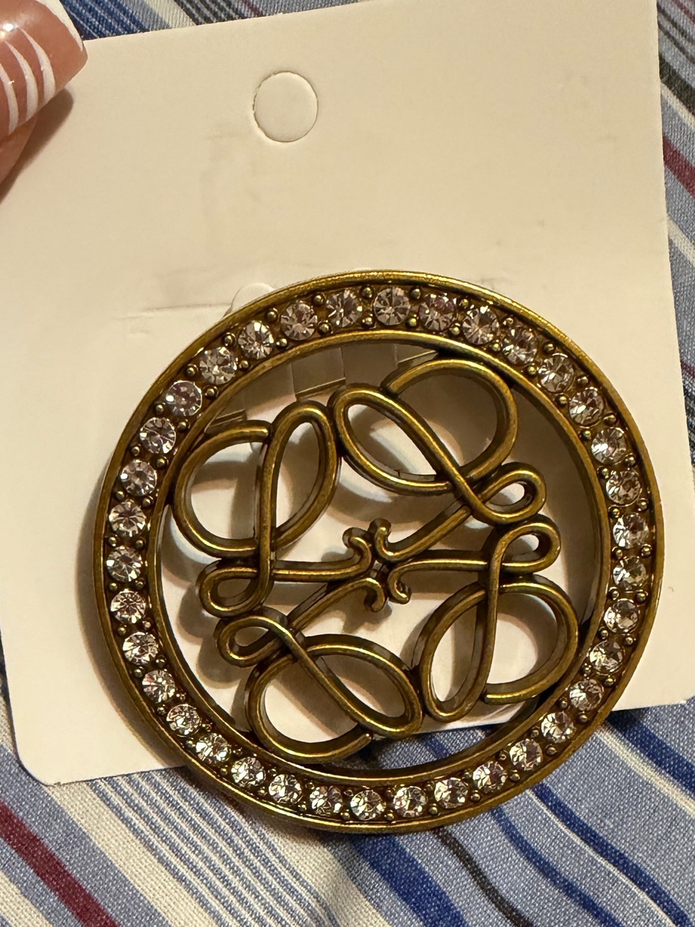 Gold Decorative Monogram Medallion Accent with Clear Crystals